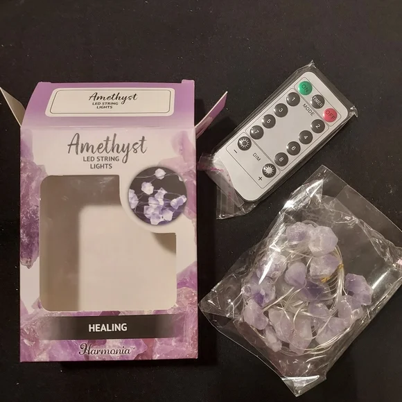NWT, " Harmonia " AMETHYST LED STRING LIGHTS, with Remote - Picture 4 of 7